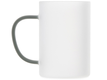 Стеклянная матовая кружка Акцент с цветной ручкой для сублимации, черный