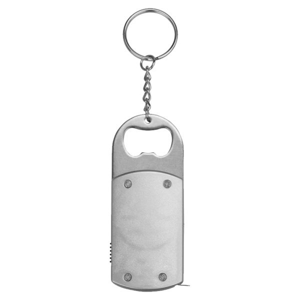 Брелок-открывашка с фонариком и рулеткой, 1 м, Tools Opener, серебристый