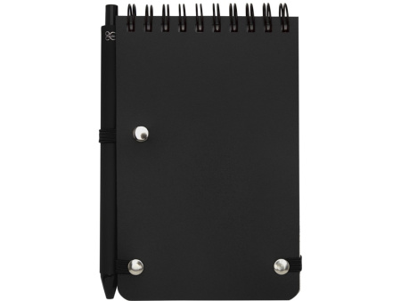 Блокнот Thalaasa формата А6 в твердой обложке из океанического пластика с шариковой ручкой - сплошной черный