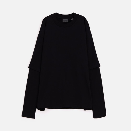 Футболка оверсайз с двойным рукавом Kosmos, черная, размер XL/XXL