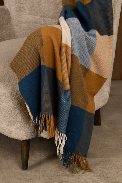 Плед Fleco, синий с коричневым