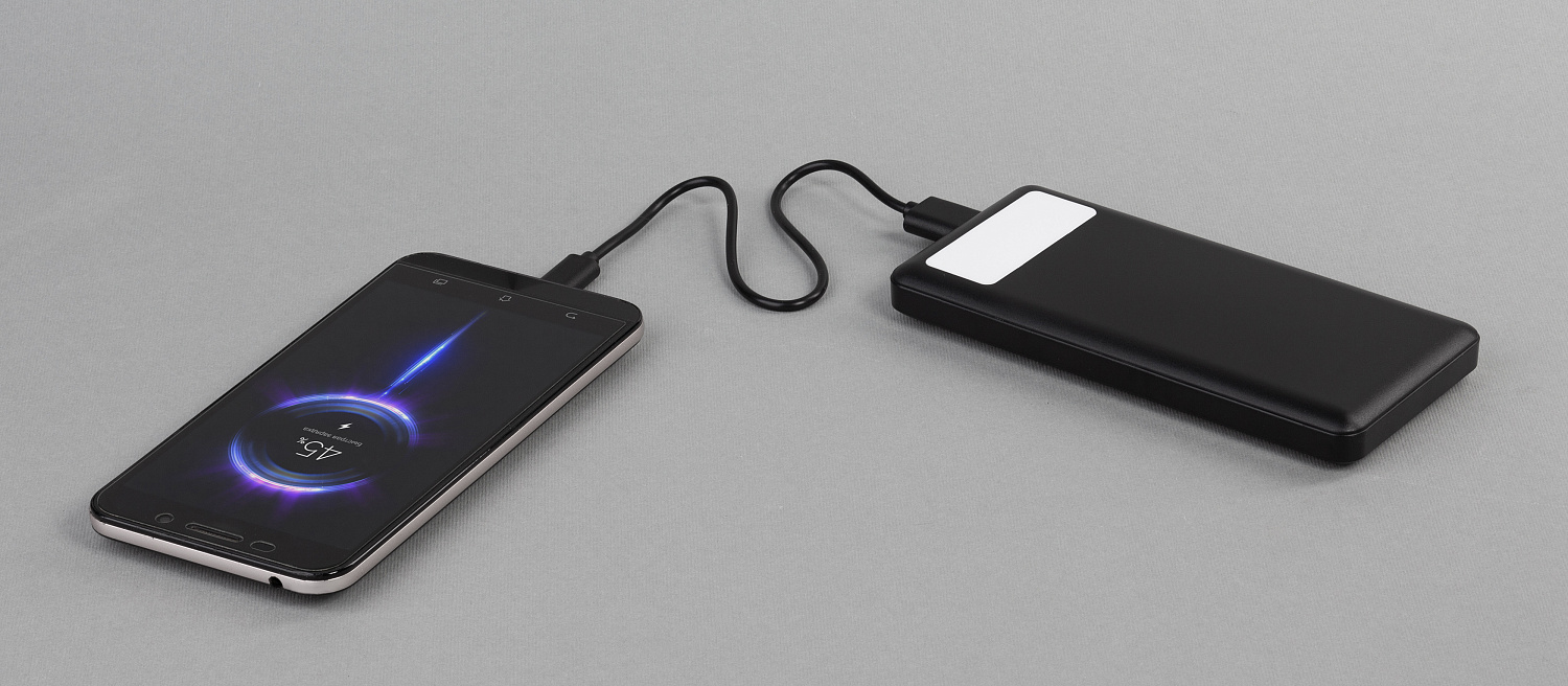 Зарядное устройство "Lumos" 10000 mAh с фонариком, черный
