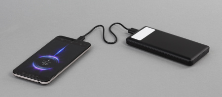 Зарядное устройство "Lumos" 10000 mAh с фонариком, черный
