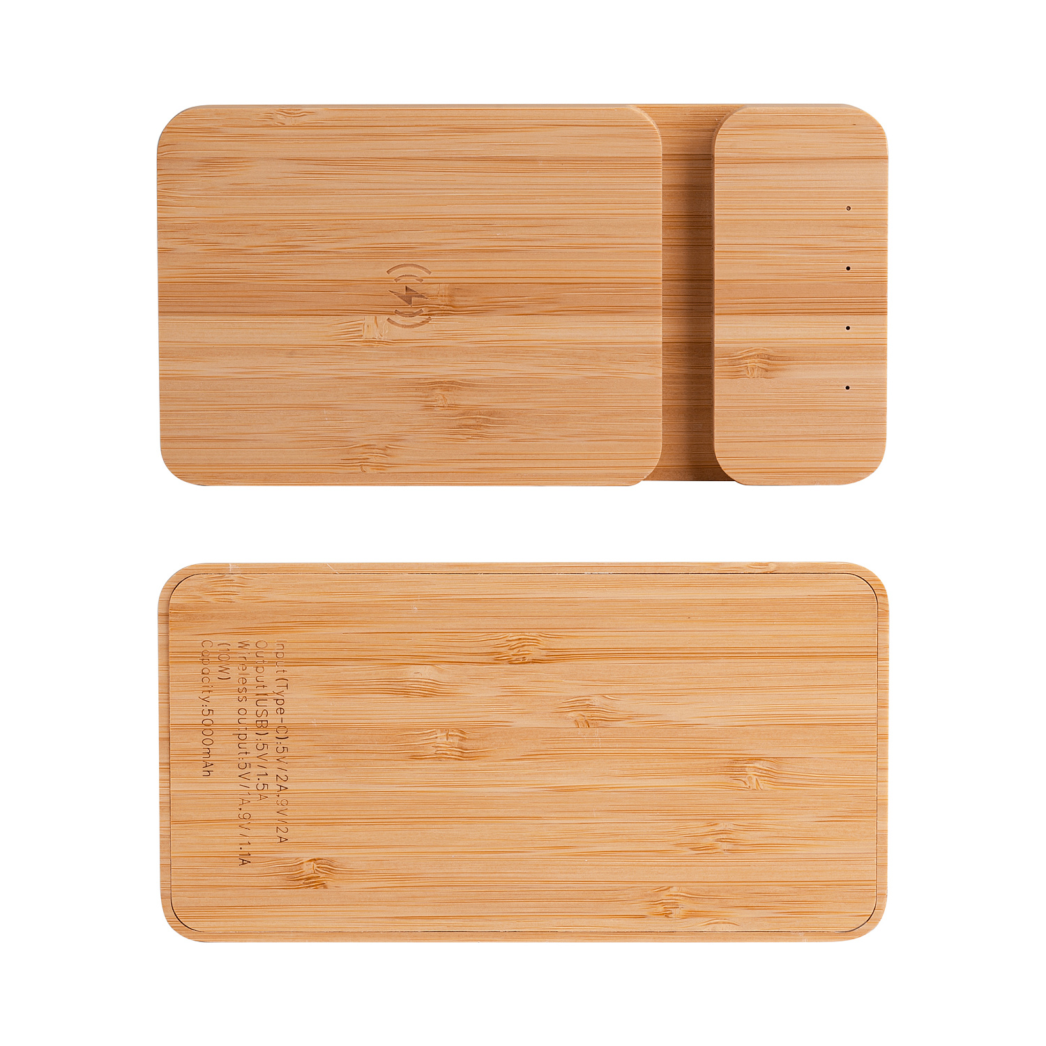Беспроводное (10W) зарядное устройство "Bamboo Power" 5000 mAh с подставкой под смартфон, бамбук Беспроводное (10W) зарядное устройство "Bamboo Power" 5000 mAh с подставкой под смартфон, бамбук