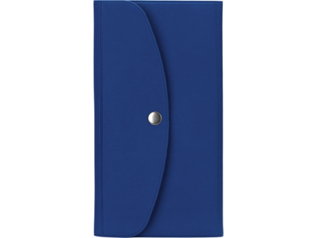 Органайзер для документов на кнопке с отделением для купюр и ручки, упаковка в индивидуальный пакет, синий/темно-синий