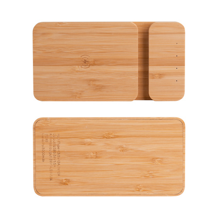 Беспроводное (10W) зарядное устройство "Bamboo Power" 5000 mAh с подставкой под смартфон, бамбук Беспроводное (10W) зарядное устройство "Bamboo Power" 5000 mAh с подставкой под смартфон, бамбук