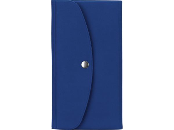 Органайзер для документов на кнопке с отделением для купюр и ручки, упаковка в индивидуальный пакет, синий/темно-синий