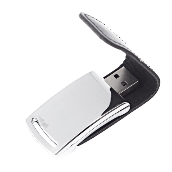 Флеш накопитель Shine, USB 2.0 32GB, металл/кожзам, серебро/черный 32GB