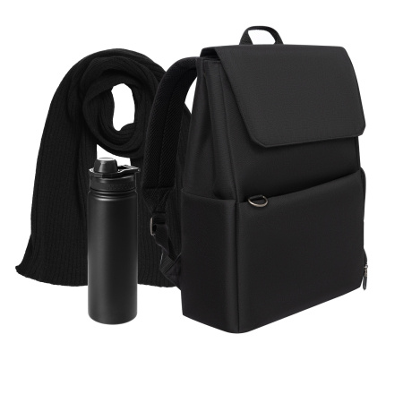 Подарочный набор Марко (Marco), черный (шарф, термобутылка, рюкзак)