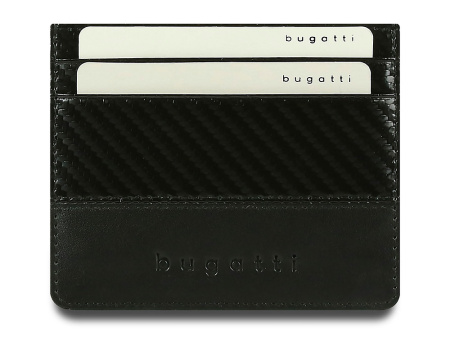 Портмоне для кредитных карт BUGATTI КОМЕТА | COMET, с защитой данных RFID, черное, натуральная воловья кожа, 10,2х0,2х8,2 см