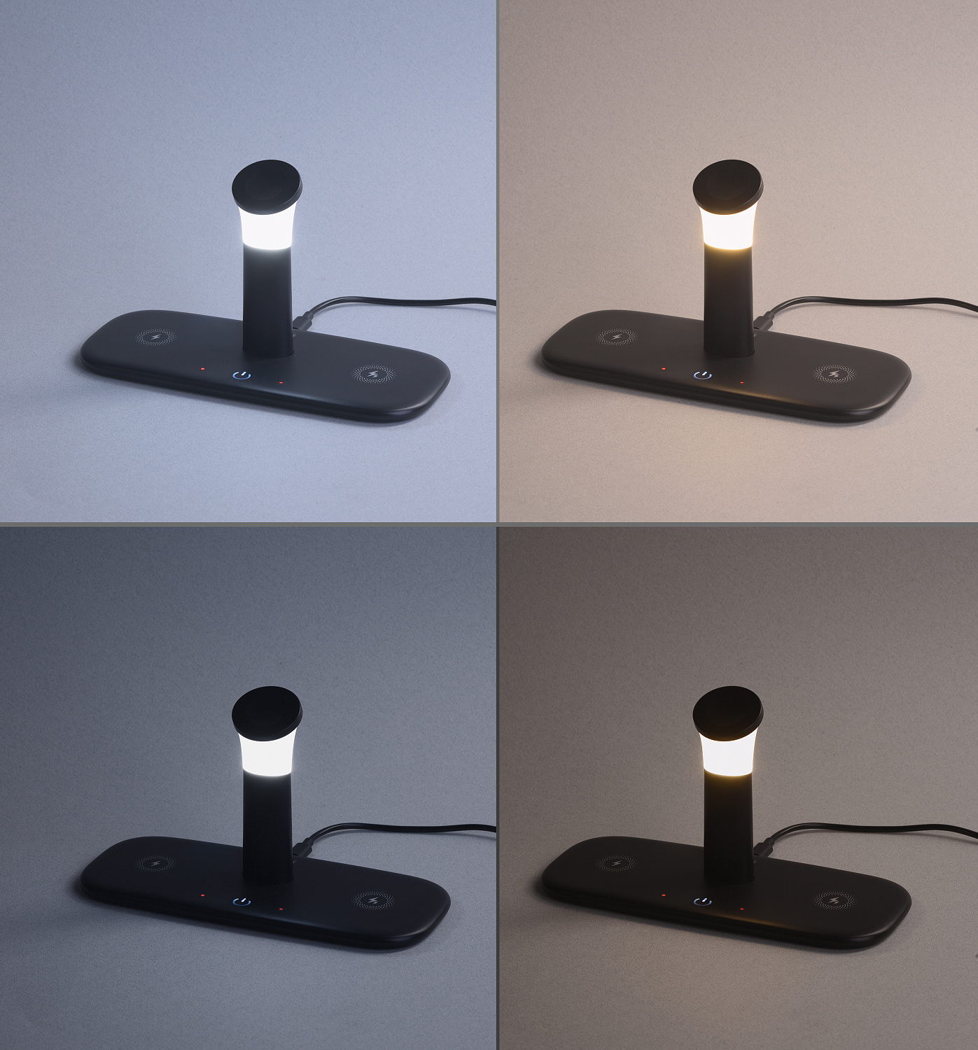 Настольная беспроводная (15W) зарядная станция "Bridge" для часов, наушников, смартфонов, с лампой Настольная беспроводная (15W) зарядная станция "Bridge" для часов, наушников, смартфонов, с лампой