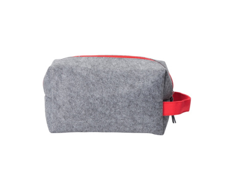 Косметичка из РПЕТ фетра с ручкой Felt, серый с красным
