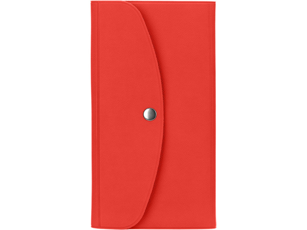 Органайзер для документов на кнопке с отделением для купюр и ручки, упаковка в индивидуальный пакет, красный/серый