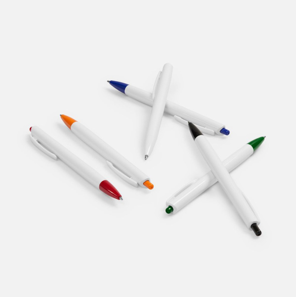 Ручка шариковая Tick, белая с оранжевым