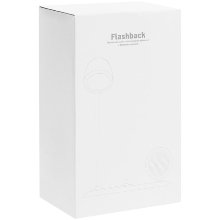 Лампа с колонкой и беспроводной зарядкой Flashback, белая Лампа с колонкой и беспроводной зарядкой Flashback, белая