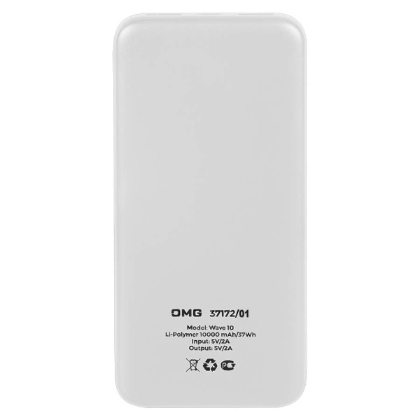 Универсальный аккумулятор Wave 10 (10000 мАч), белый, 14,9х6.7х1,6 см