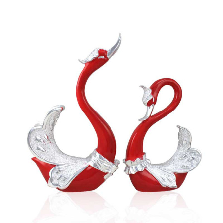 Набор статуэток "Влюбленные лебеди", красные