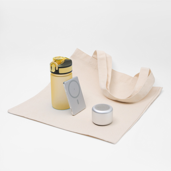 Подарочный набор Атлантис, Пэшн, Флип мини (Atlantis, Passion, Flip mini), желтый (аккумулятор, колонка, бутылка)