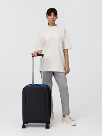 Чемодан Platta, черный с синим