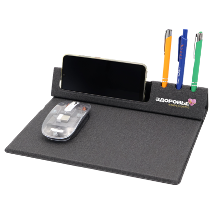 Коврик для мышки с беспроводной зарядкой Rolter, серый