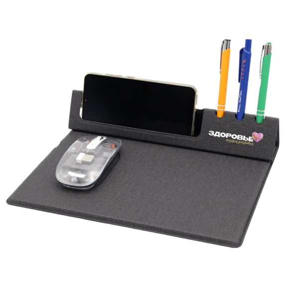 Коврик для мышки с беспроводной зарядкой Rolter, серый