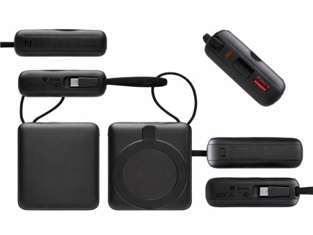 Магнитный беспроводной внешний аккумулятор c подсветкой лого Энчант, 10000 мАч, черный