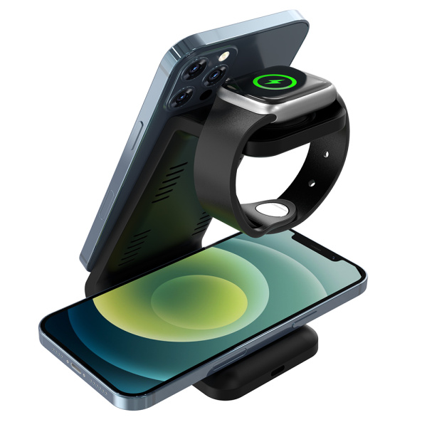 Беспроводное мультизарядное устройство Standy 15W, черный Беспроводное мультизарядное устройство Standy 15W, черный