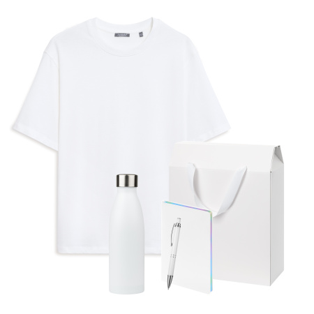 Набор с одеждой RUST (футболка, термобутылка, ежедневник, ручка), черный/белый, XS/S