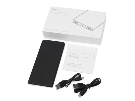 Портативное зарядное устройство с синей подсветкой логотипа Faros, soft-touch, 4000 mAh (P)