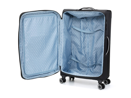 Чемодан TORBER НЕРО, чёрный, переработанный ПЭТ, 48 х 28 х 79 см, 90 л