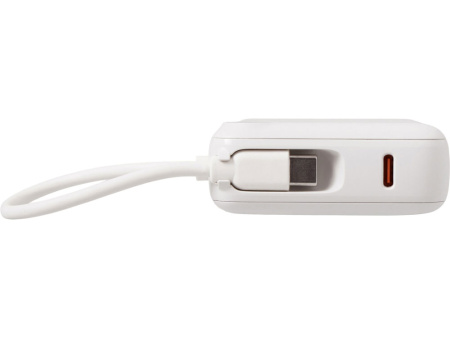 Внешний аккумулятор со встроенным кабелем Liri, QC/PD, 10000 мАч, теплый белый