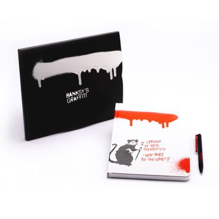 Набор Pininfarina Banksy Крыса: шариковая ручка GrafeeX и блокнот линованный из каменной бумаги, А5