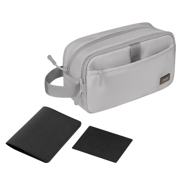Подарочный набор Boston, серый (обложка на паспорт, картхолдер, дорожная косметичка) Подарочный набор Boston, серый (обложка на паспорт, картхолдер, дорожная косметичка)