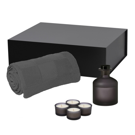 Подарочный набор Сенто (Sento), Селла (Cella), серый (свеча, диффузор, плед)