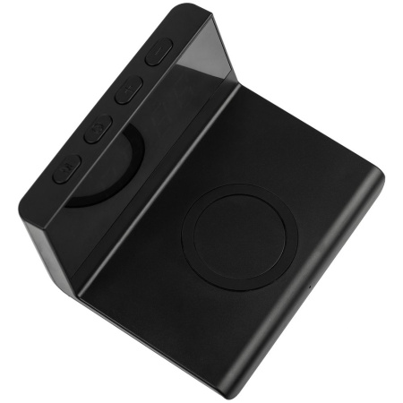 Станция беспроводной зарядки с часами Electron, ver.2, черная Станция беспроводной зарядки с часами Electron, ver.2, черная