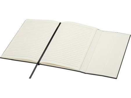 Блокнот Alejandra формата А5 с твердой обложкой из переработанной кожи - сплошной черный