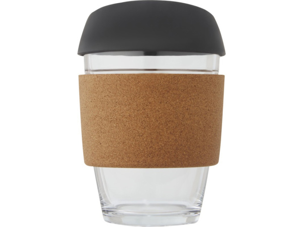 Стеклянный стакан с силиконовой крышкой и пробковой манжетой Lidan