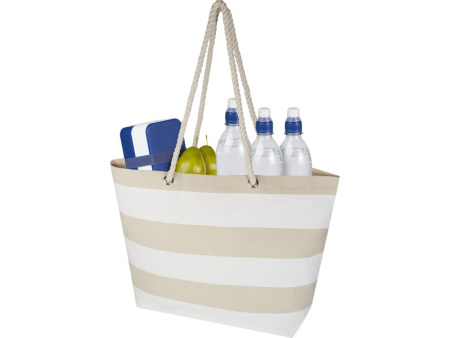 Florida пляжная эко-сумка из переработанного материала, сертифицированного по стандарту GRS, плотностью 270 г/м² 18L - Натуральный / Белый