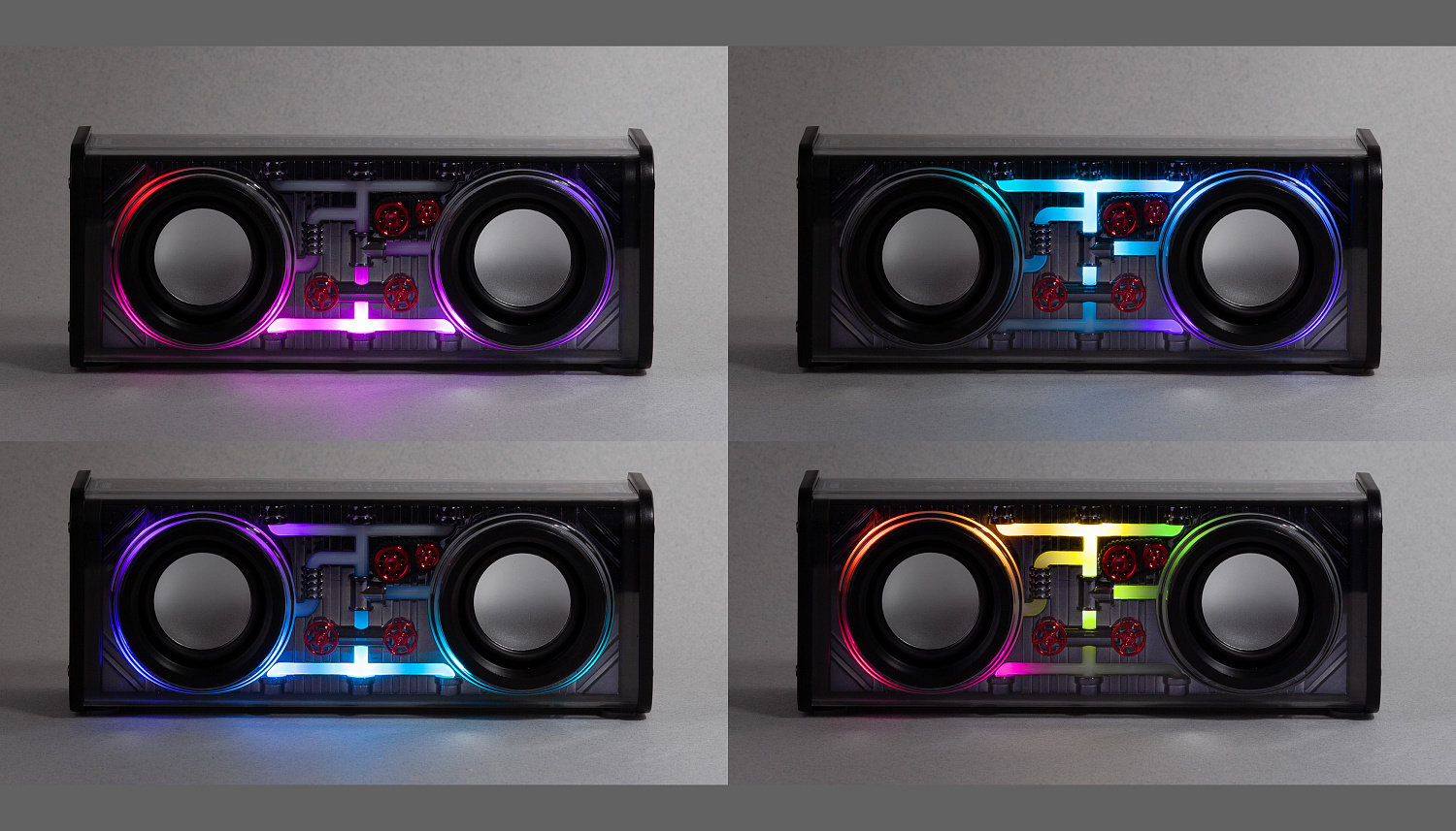 Bluetooth колонка "Buzz Light" 10Вт (2х5Вт) с разноцветной подсветкой-эквалайзером и прозрачным корпусом