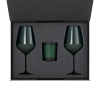 Подарочный набор свеча Enigma + 2 бокала для вина Emerald в черной коробке