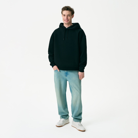 Худи релакс унисекс Баланс (Balance), с начесом, черный, размер 3XL/4XL