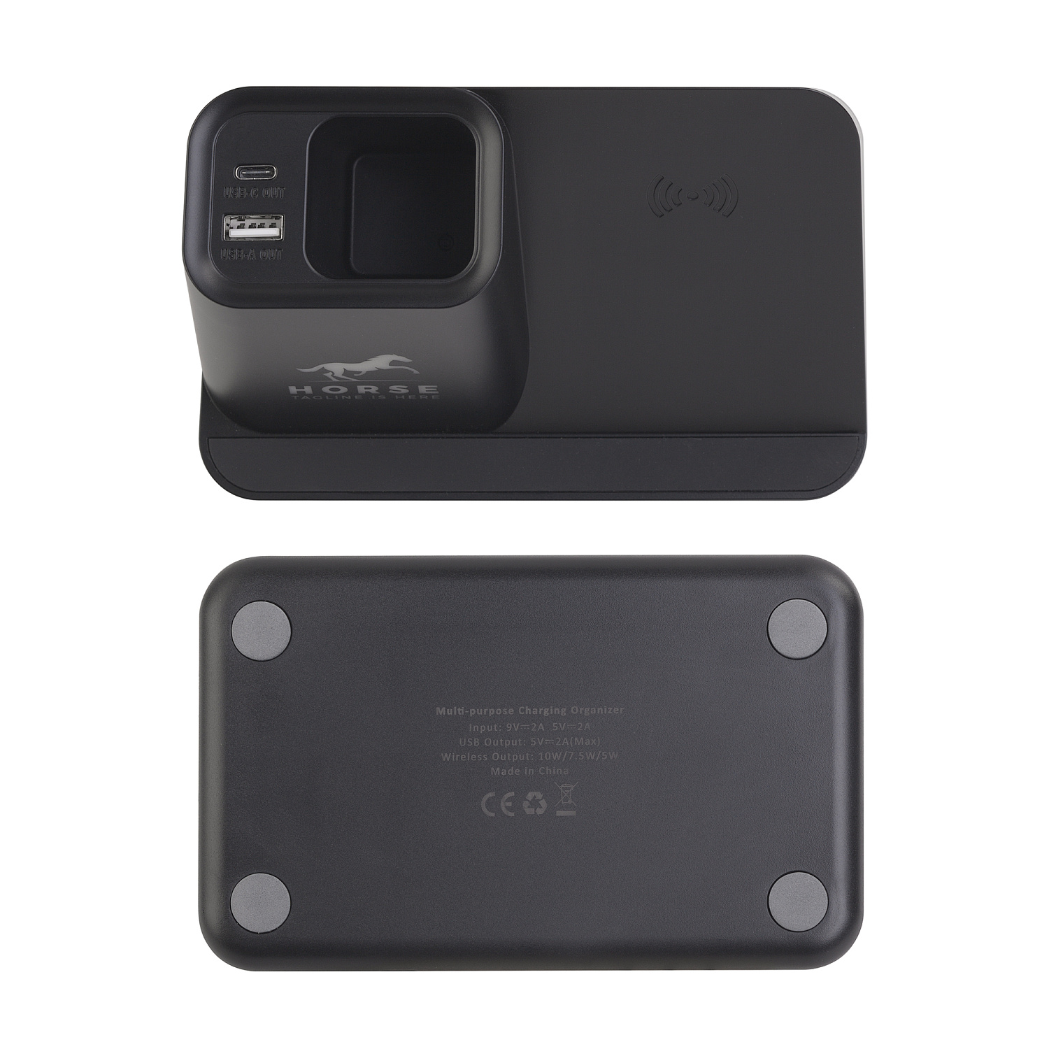 Карандашница "Black Star" с беспроводным (10W) зарядным устройством, вентилятором и лампой, с подсветкой логотипа Карандашница "Black Star" с беспроводным (10W) зарядным устройством, вентилятором и лампой, с подсветкой логотипа