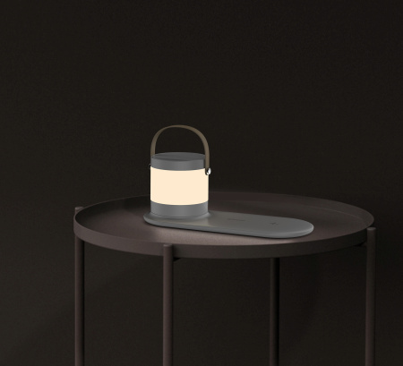 Настольная беспроводная (15W) зарядная станция "Smart Home" с bluetooth колонкой-лампой Настольная беспроводная (15W) зарядная станция "Smart Home" с bluetooth колонкой-лампой