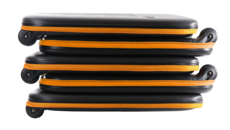 Чемодан складной Rollink Earth 55x40x20 см, 2 колеса, черный/оранжевый