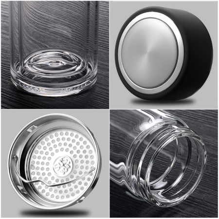 Термос стеклянный с инфьюзером Steelite, чёрный