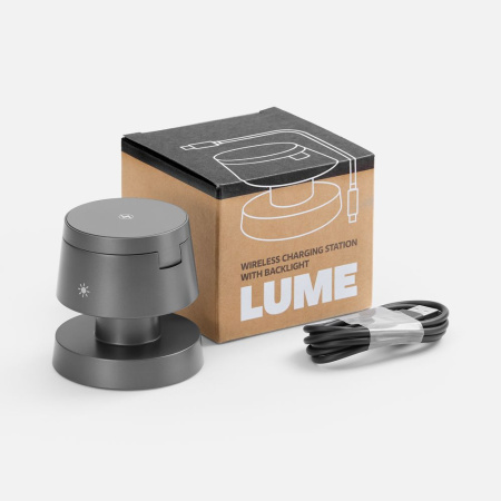 Станция беспроводной зарядки с подсветкой Lume, серая Станция беспроводной зарядки с подсветкой Lume, серая