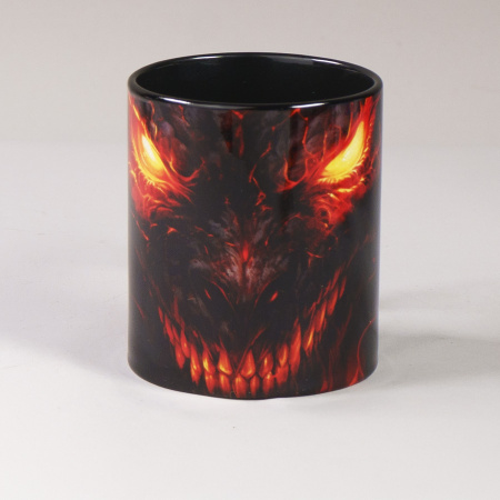 Кружка для сублимации, 330 мл, d=82 мм, стандарт А, белая, черная внутри, черная ручка