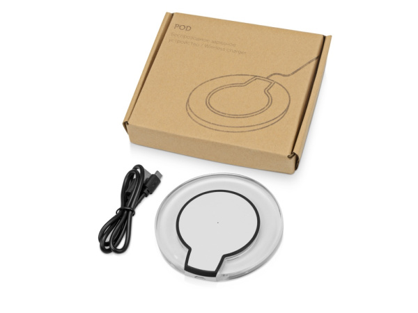 Беспроводная зарядка Pod со светодиодной подсветкой, белый Беспроводная зарядка Pod со светодиодной подсветкой, белый