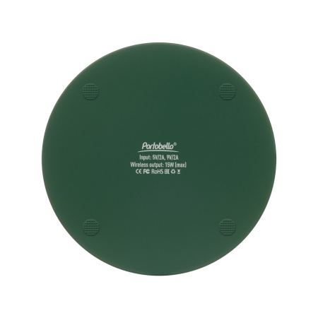 Беспроводное зарядное устройство с подсветкой 15W Auris, зеленое Беспроводное зарядное устройство с подсветкой 15W Auris, зеленое