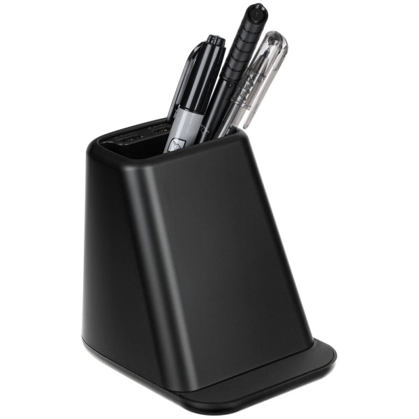 Настольный органайзер с зарядкой, лампой, вентилятором и подсветкой логотипа powerTower, черный Настольный органайзер с зарядкой, лампой, вентилятором и подсветкой логотипа powerTower, черный